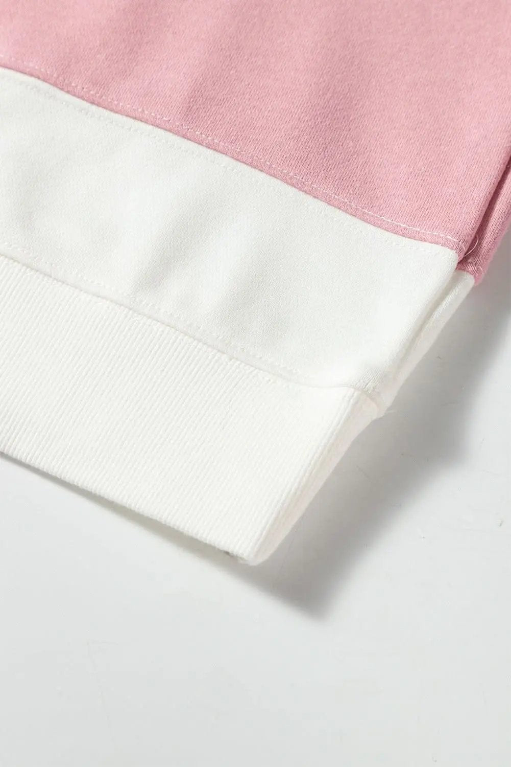 Beige Colorblock Patchwork Drop Shoulder Crewneck Sweatshirt - Love Salve